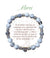 Bracelet Earth Angel « Merci » à perles blanches et grises, avec sa présentation en français.
