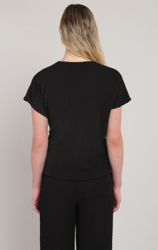 Haut texturé noué Dex, coloris noir, vue de dos