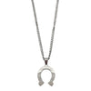 La Maison du Bleuet matte silver horseshoe pendant necklace in 316L stainless steel with a 22-inch curb chain