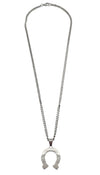 La Maison du Bleuet matte silver horseshoe pendant necklace in 316L stainless steel with a 22-inch chain