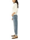 Maison Taïga mid-rise relaxed straight leg jeans in willow indigo wash with cuffed ankles worn by a model