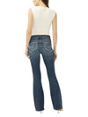 Maison Taïga Silver Jeans Co. Suki curvy fit bootcut jeans in dark indigo Sundown wash, back view on a model.