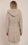 Manteau à capuchon ceinturé Dex, coloris pierre, vue de dos