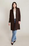 Manteau en suédine Dex, coloris chocolat, vêtement porté