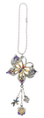 Ornement Ganz avec papillon violet et jaune, chaînette argentée et petites breloques florales