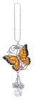 Ornement Ganz avec papillon orange et noir, chaînette et breloques argentées