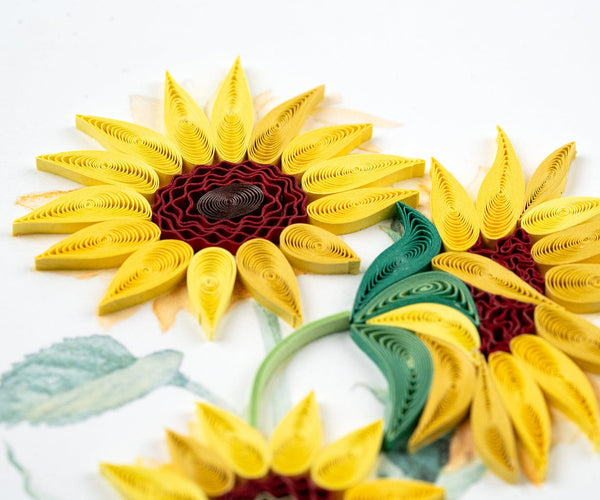 Carte de vœux tournesols sauvages en papier roulé