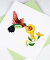 Carte de Vœux Colibri Quilling et Fleurs Jaunes