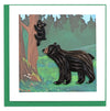 Carte de vœux Ours noir et ourson en papier quillé