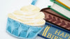 Carte de vœux livres et cupcake en papier quilling
