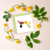 Carte de Vœux Colibri Quilling et Fleurs Jaunes