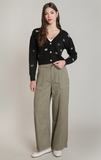 EMBROIDERED FLOWER CARDIGAN