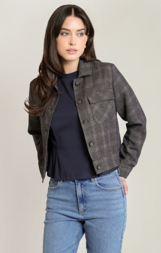 Veste à carreaux Dex, coloris carreaux charbon, autre vue du vêtement porté