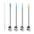 Pailles cuillères de couleur bleu foncé, aqua, vert et jaune avec brosse pour lavage
